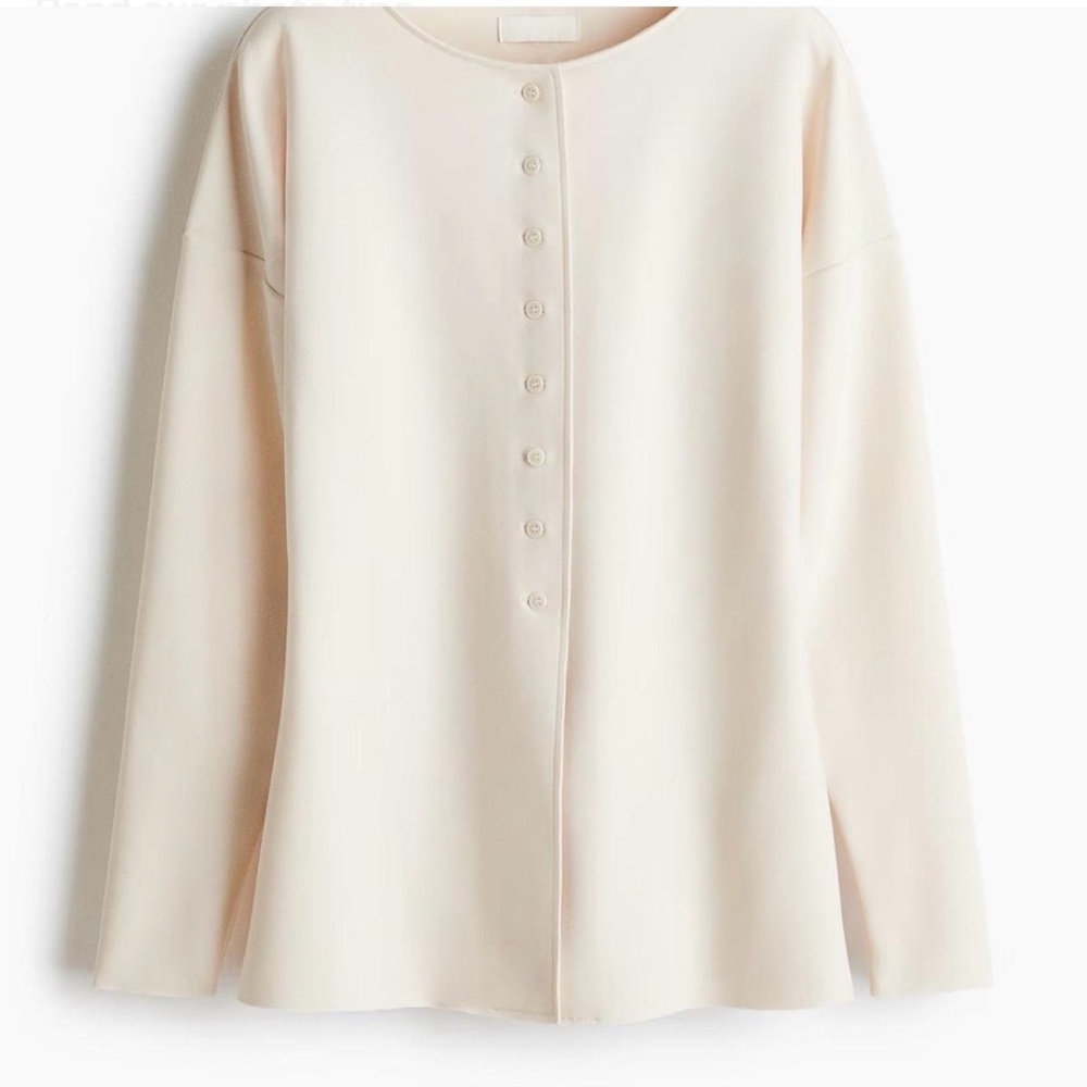 Cardigan with defined waist, cream color
